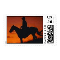 Sunset Cowboy Postage Stamp