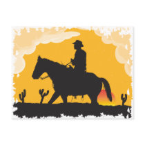 Sunset Cowboy Postcard