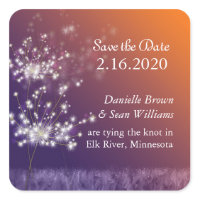 Sunset Dandelion Autumn Wedding Invitation Sticker