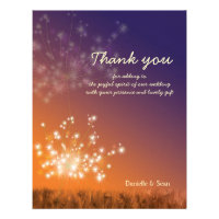 Sunset Dandelions Floral Wedding Thank You Flat Personalized Invitations
