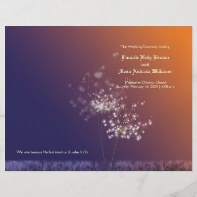 Sunset Dandelions Wedding Program