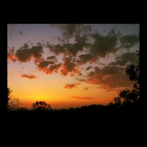Sunset Floating Clouds Poster posters