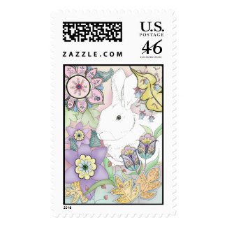 Sunset Garden Rabbit postage stamp