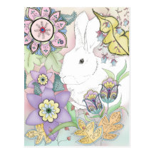Sunset Garden Rabbit postcard