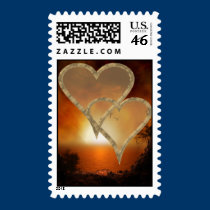 sunset hearts stamp