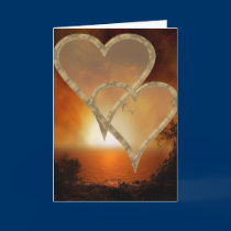 sunset hearts Valentine cards