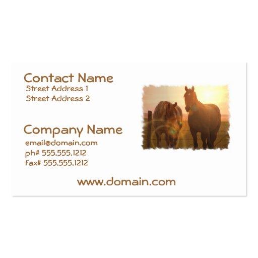 Sunset Horses  Business Card (front side)