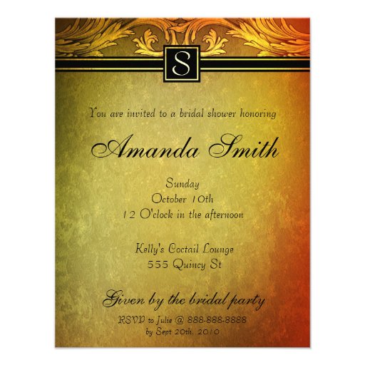 Sunset Hues Fall Wedding Monogram Design Invites