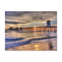 Sunset Huntington Beach Ca Postcard