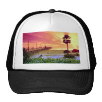 Sunset, Huntington Beach pier, California, U.S.A. hats
