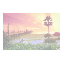Sunset, Huntington Beach pier, California, U.S.A. Stationery Design