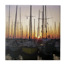 Sunset In A Marina Tiles