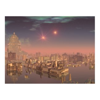 Sunset in Alien Water City 1 Print print