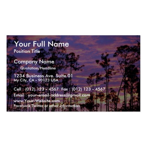 Sunset in Everglades National Park, Florida, U.S.A Business Card