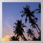 Sunset in Koh Chang Thai palm trees Posters