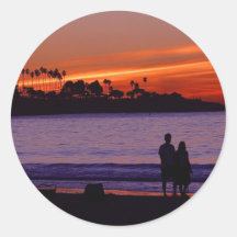 Sunset In La Jolla  Round Stickers