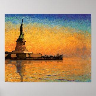 Sunset in Liberty Island Print