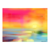 Sunset in Strips over the Ocean Poster