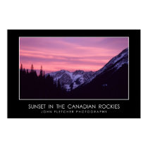 Sunset in the Canadian Rockies Poster w/ borders posters by JFFLETCHER Sunset in the Canadian Rockies Poster w/ borders posters