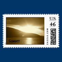sunset in the caribbean stamp