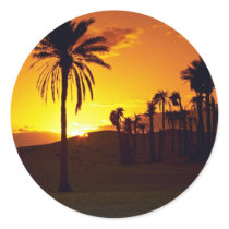 Sunset in the desert, The Sahara, Tunisia Desert Round Stickers