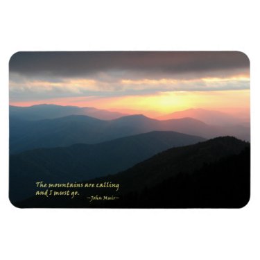 Sunset in the Smokies: Mtns are calling / Muir Vinyl Magnet