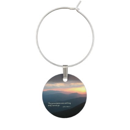 Sunset in the Smokies: Mtns are calling / Muir Wine Glass Charms
