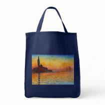 Sunset in Venice, Claude Monet Canvas Bags