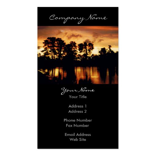 Sunset Lake Photo Business Card Templates (front side)