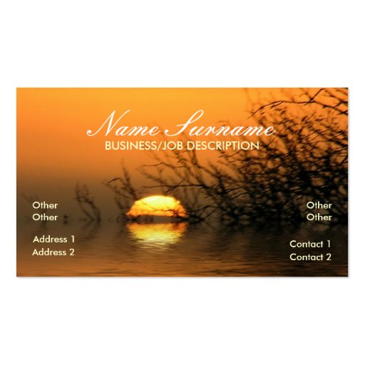 Sunset Lake Reflection Business Card (front side)