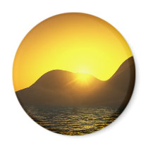 Sunset Lake Round Button magnets