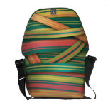 Sunset Leaf abstract stripes Messenger Bags