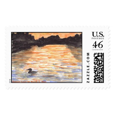 Sunset Loon by Wendy C. Allen Stamp by eelkat