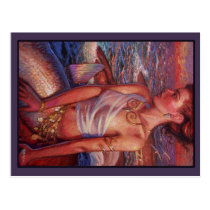 Sunset Mermaid postcard postcards