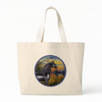 Sunset(Monet) - Black Arabian Horse bags by heartsonggallery Sunset(Monet) - Black Arabian Horse bags