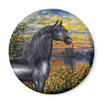 Sunset(Monet) - Black Arabian Horse magnets by heartsonggallery Sunset(Monet) - Black Arabian Horse magnets