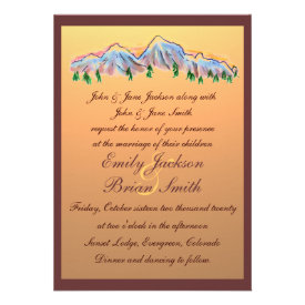 Sunset mountain design autumn wedding invitations