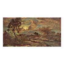Sunset Near Arbonne By Rousseau Théodore Customized Photo Card