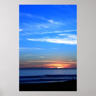 Sunset Ocean Blue print