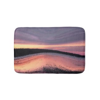 Sunset Ocean Wave Abstract Bath Mats