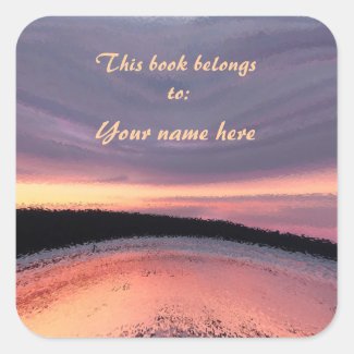 Sunset Ocean Waves Abstract Bookplate Stickers