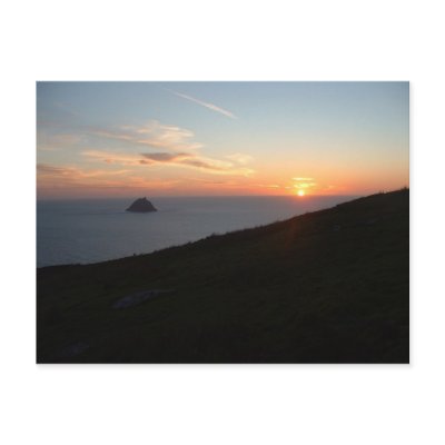 Sunset off the Blasket Islands Postcard by lorcanocuinneagain