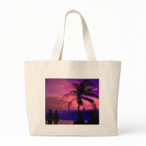 Sunset on a beach, beach bag