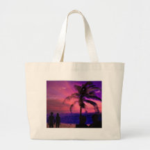 Sunset on a beach, beach bag