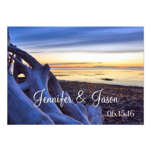 Sunset on Beach Evening Wedding Invitations