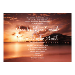 Sunset on Beach Harbor Marina Wedding Invitations
