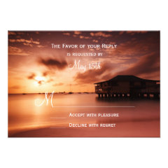 Sunset on Beach Harbor Marina Wedding RSVP Cards