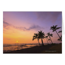 Sunset on Kahaluu Bay in Kona,Hawaii 2 Cards