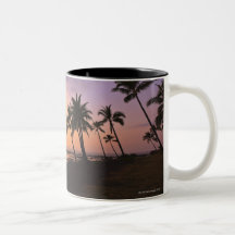 Sunset on Kahaluu Bay in Kona,Hawaii 2 Mugs