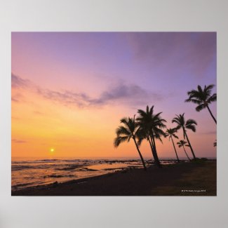 Sunset on Kahaluu Bay in Kona,Hawaii 2 Poster